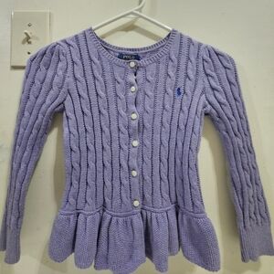 Girls Polo by Ralph Lauren Lavender Peplum Cable- Knit Sweater